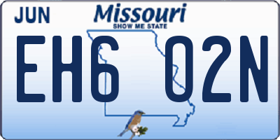 MO license plate EH6O2N