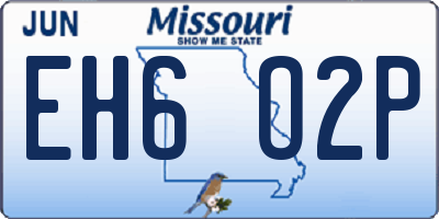 MO license plate EH6O2P
