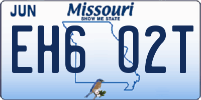 MO license plate EH6O2T
