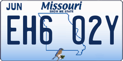 MO license plate EH6O2Y