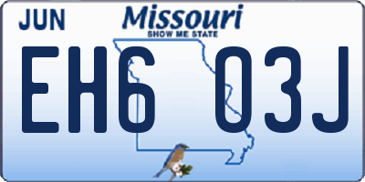 MO license plate EH6O3J