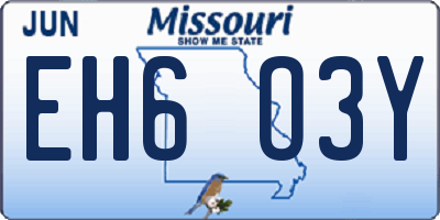 MO license plate EH6O3Y