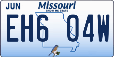 MO license plate EH6O4W