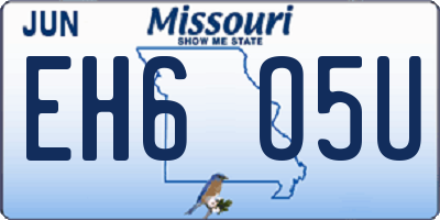MO license plate EH6O5U
