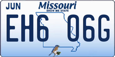 MO license plate EH6O6G