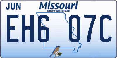 MO license plate EH6O7C