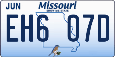 MO license plate EH6O7D