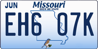 MO license plate EH6O7K