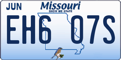 MO license plate EH6O7S