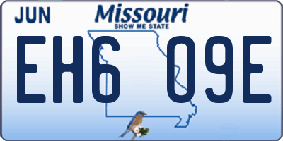 MO license plate EH6O9E