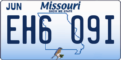 MO license plate EH6O9I