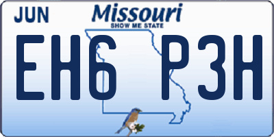 MO license plate EH6P3H