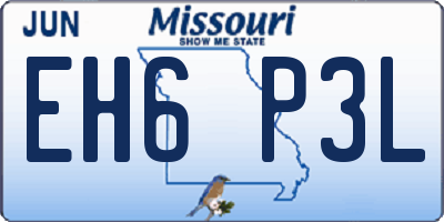 MO license plate EH6P3L