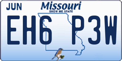 MO license plate EH6P3W