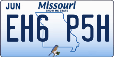 MO license plate EH6P5H