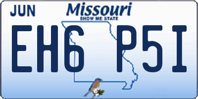 MO license plate EH6P5I