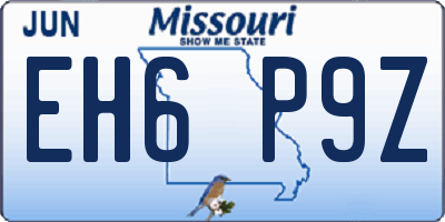 MO license plate EH6P9Z
