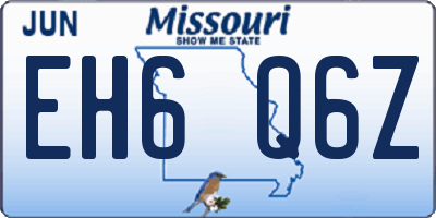 MO license plate EH6Q6Z