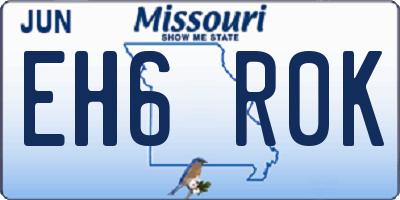 MO license plate EH6R0K