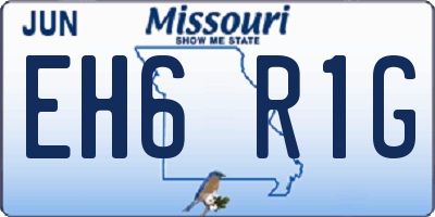 MO license plate EH6R1G