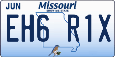 MO license plate EH6R1X
