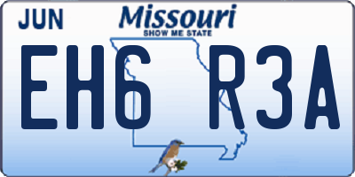 MO license plate EH6R3A