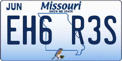 MO license plate EH6R3S