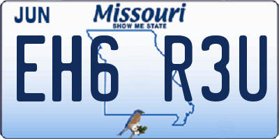 MO license plate EH6R3U