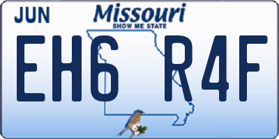 MO license plate EH6R4F