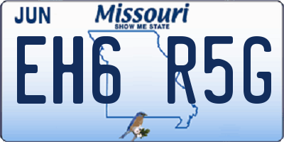 MO license plate EH6R5G