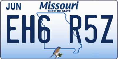MO license plate EH6R5Z