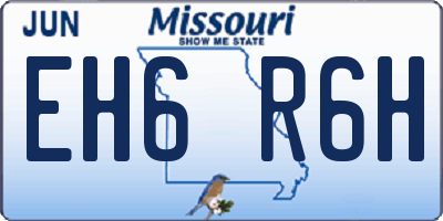 MO license plate EH6R6H