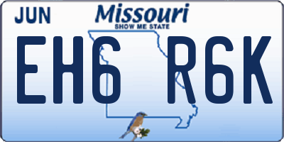 MO license plate EH6R6K