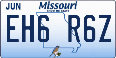 MO license plate EH6R6Z