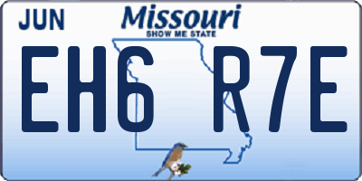 MO license plate EH6R7E