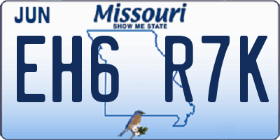 MO license plate EH6R7K
