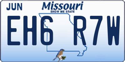 MO license plate EH6R7W