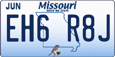 MO license plate EH6R8J