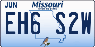MO license plate EH6S2W