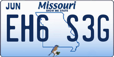 MO license plate EH6S3G