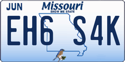 MO license plate EH6S4K