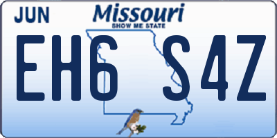 MO license plate EH6S4Z