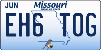 MO license plate EH6T0G