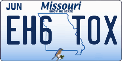 MO license plate EH6T0X