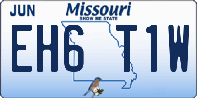 MO license plate EH6T1W
