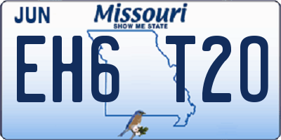 MO license plate EH6T2O