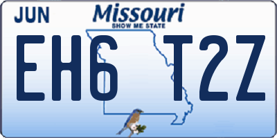 MO license plate EH6T2Z