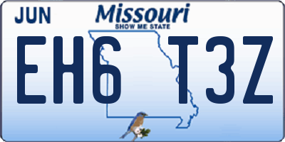 MO license plate EH6T3Z