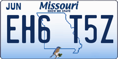 MO license plate EH6T5Z