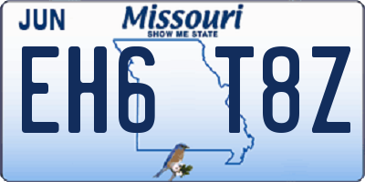 MO license plate EH6T8Z